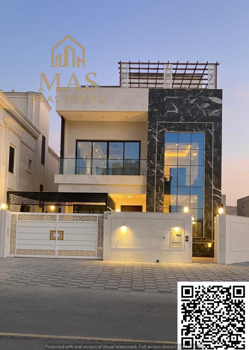 Luxury corner villa on two streets, priced inclusive of electricity and water, located on the main street, ready to move in, in one of Ajman's most pr