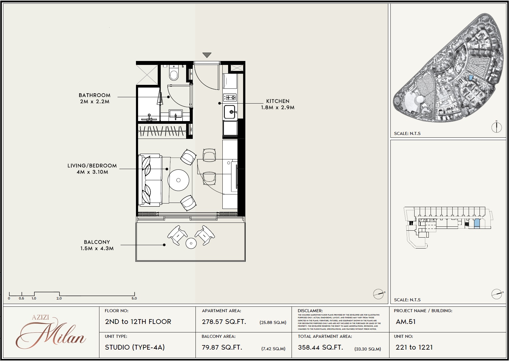 Azizi Milan Studio for Sale with payment | Off Plan | Italian Inspired Design