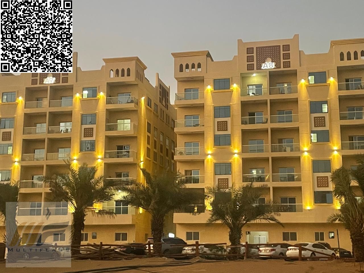 Own a two-bedroom apartment with a living room in Princess Village, Al Yasmin, Ajman, with installments available.