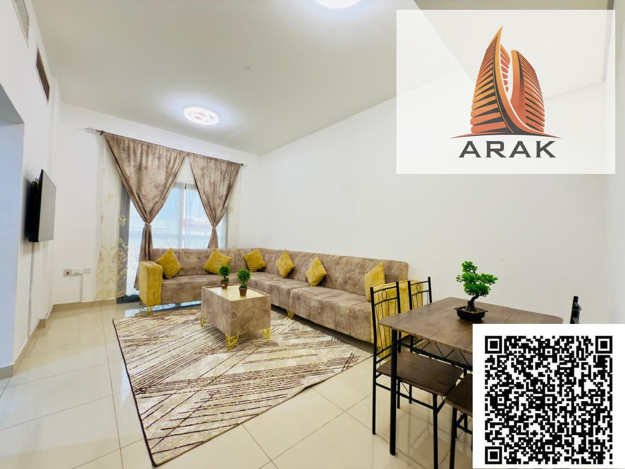 A very distinctive one bedroom apartment with a living room for rent, fully furnished with brand new furniture, located in Ajman in Al Nuaimiya Area