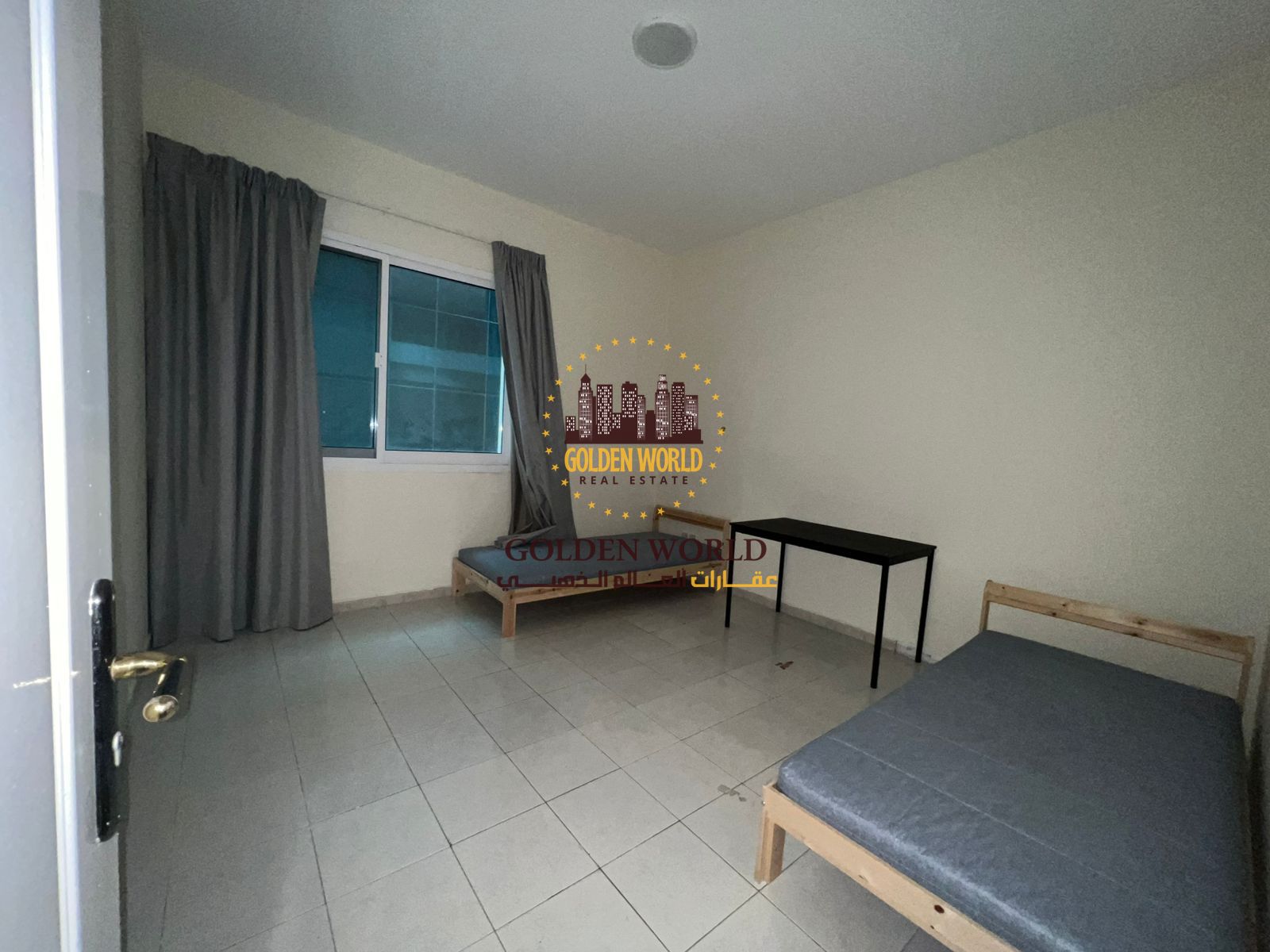 A spacious and comfortable 3-bedroom apartment with a living room, balcony, free AC, maid’s master room, 4 bathrooms, and a private serene view in Al