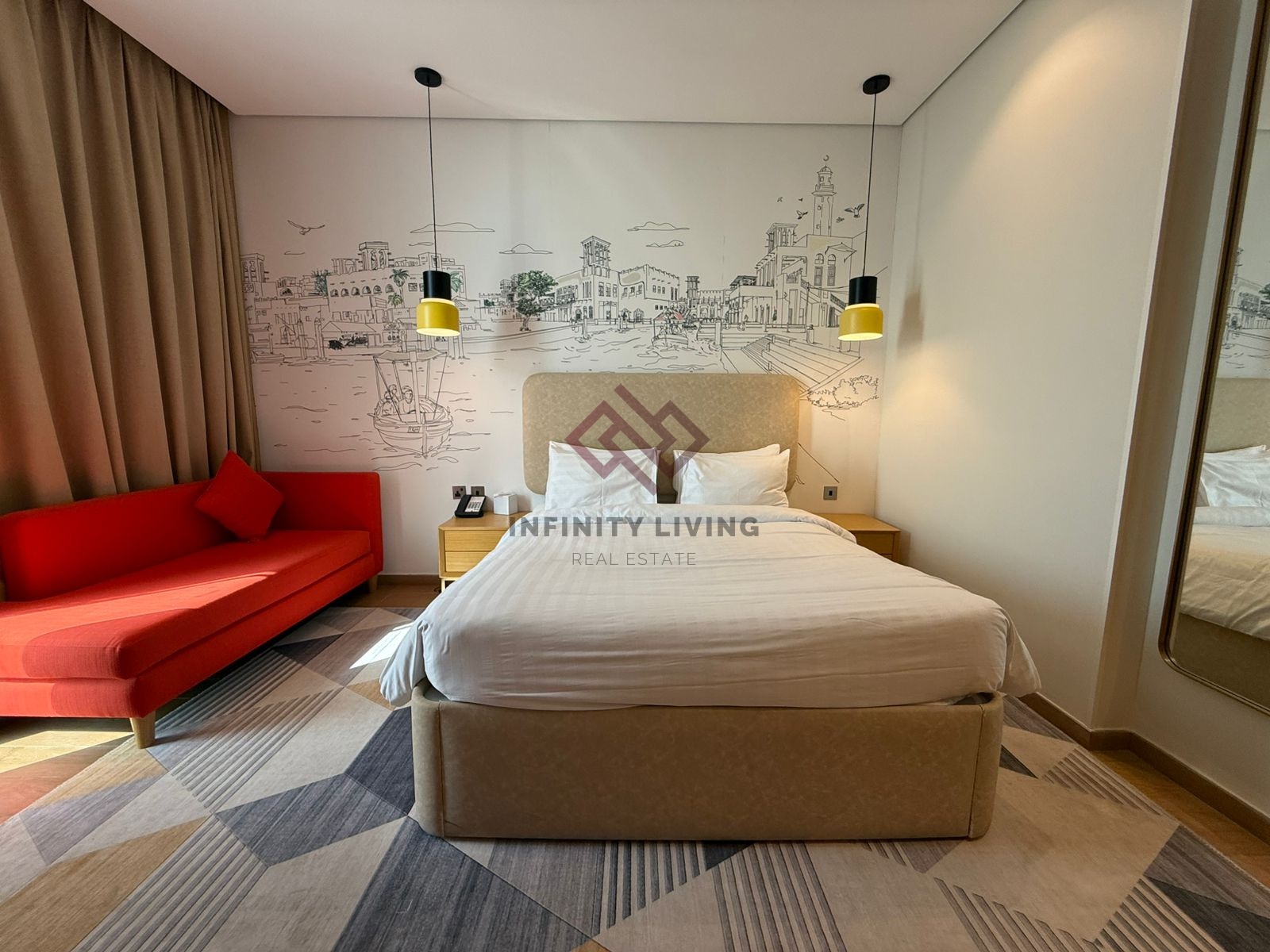 Elegant Fully Furnished Studio with Private Balcony and Villa View