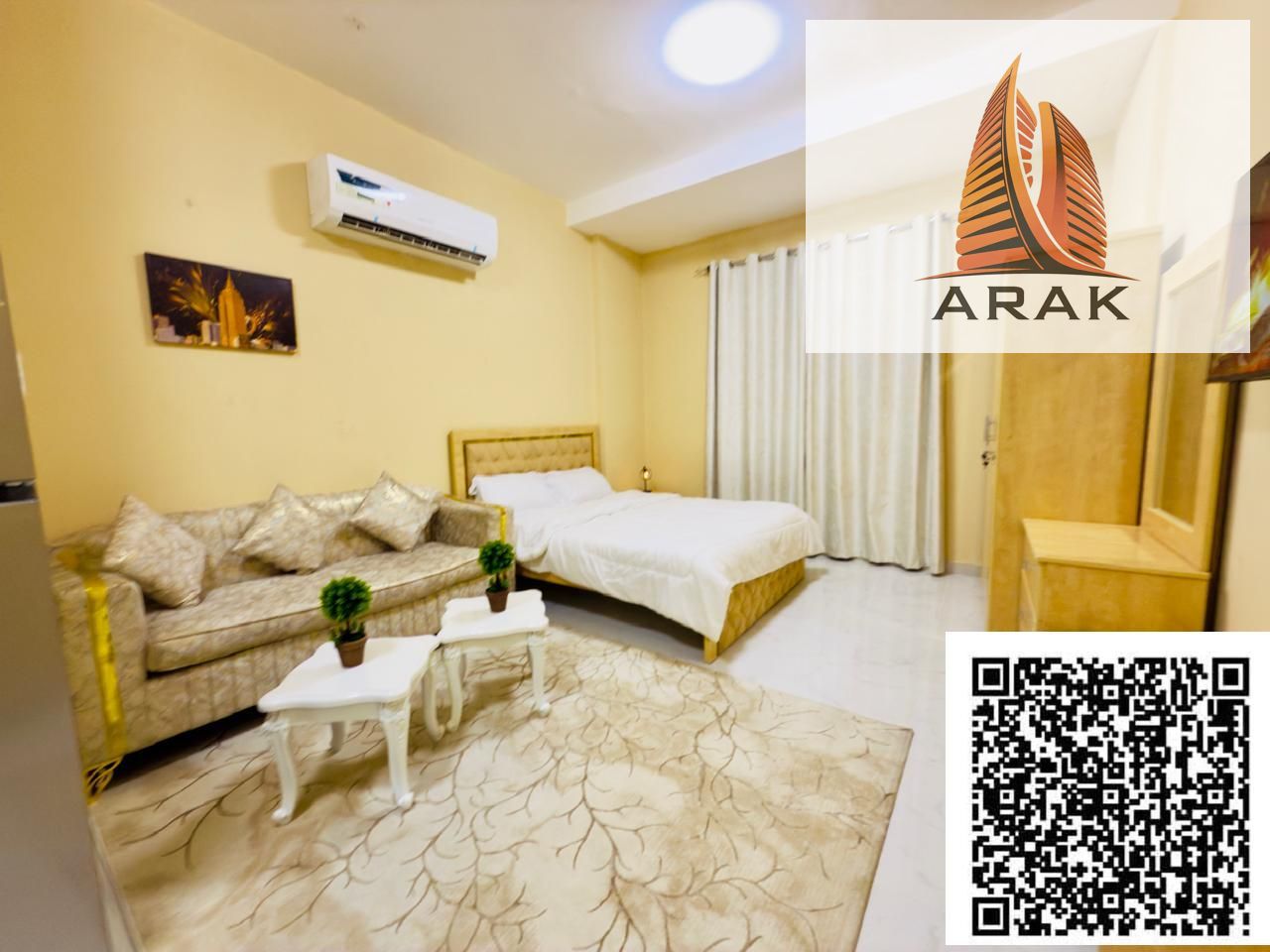 A fully furnished studio apartment for rent located in Ajman, Al Nuaimiya Two area, directly on Al Nuaimiya Street