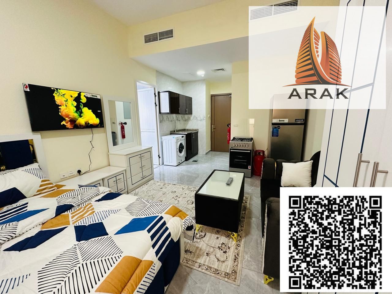 A fully furnished studio apartment for rent located in Ajman Corniche, one of the most lively and touristic areas in the emirate