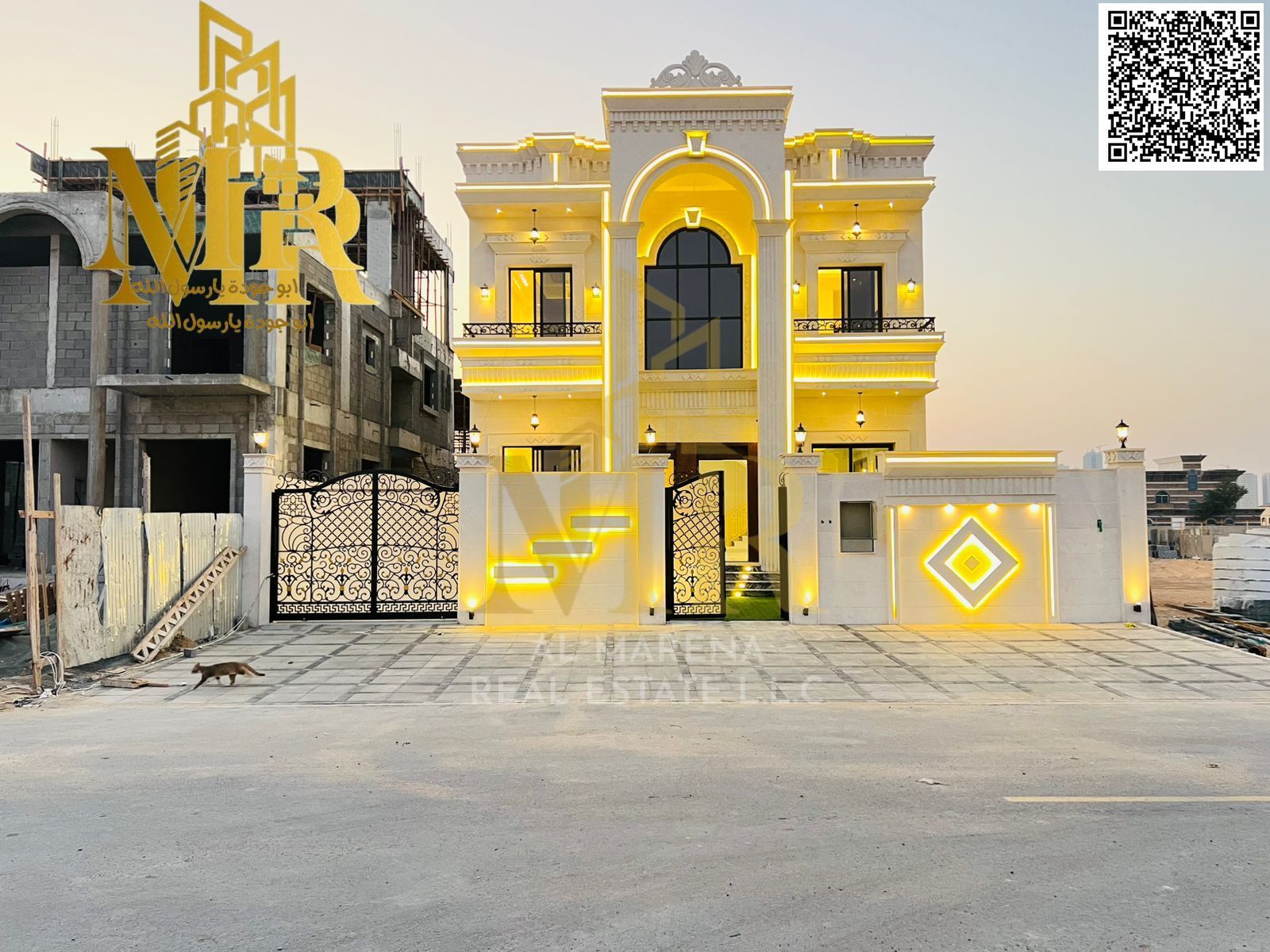 Super Lux Villa with Classic Design and Stone Facade | Ground + First + Roof | VIP Finishing