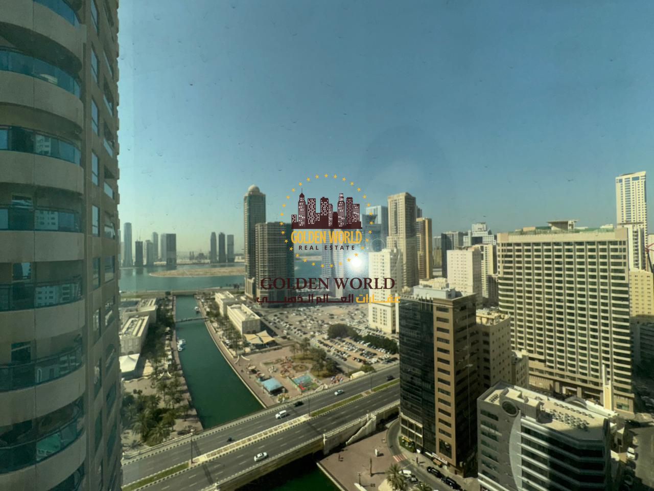 Three-bedroom apartment with balcony and parking in Al Majaz 3 Al Qasba, canal and lake view, practical layout and comfortable spaces ideal for family