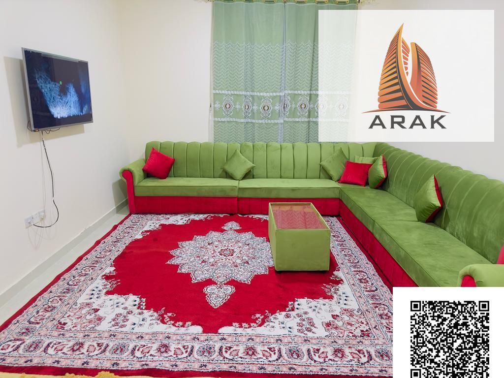Two bedroom and living room apartment for monthly rent in Ajman, Al Rashidiya Three area. Prime location behind Etihad Center, close to Amina Hospital
