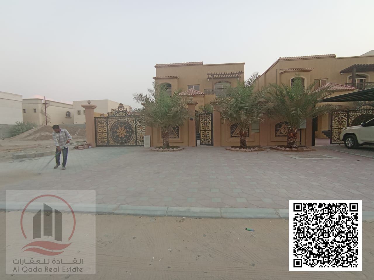 Villa for sale in Ajman, including electricity, water, and air conditioning. The villa is located on a commercial street and close to all services.