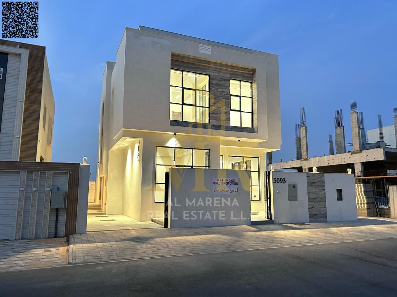 A villa with a price including registration and ownership fees, electricity and water, on the main street, ready to live in, in the most prestigious a