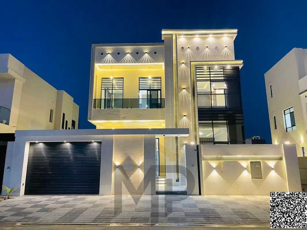 Luxury villa for sale in Al Zahia - Ajman | Two floors + roof, 5 master bedrooms, majlis and lounge, kitchen and maid's room, spacious yard, prime loc
