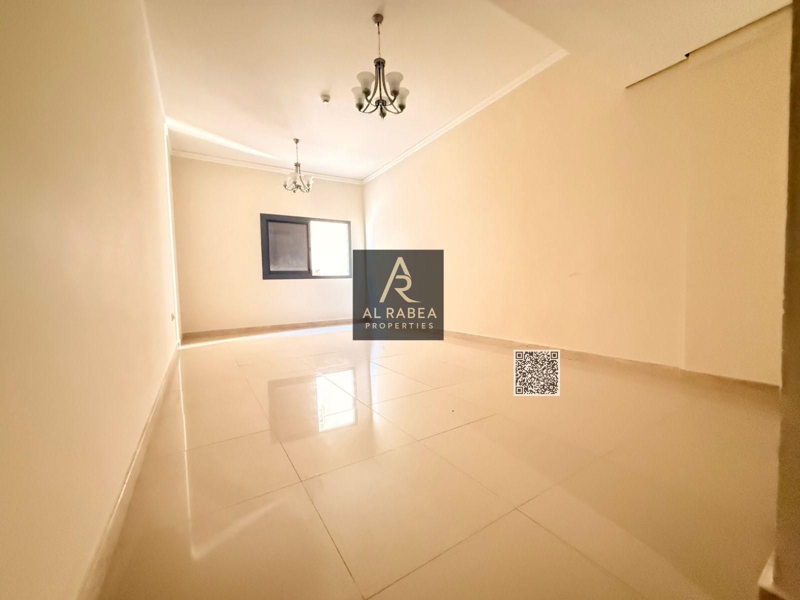 Two bedrooms and a living room with a maid's room. Three bathrooms. 52,000 AED payable in four or six installments. 5% cash deposit. Central gas and c