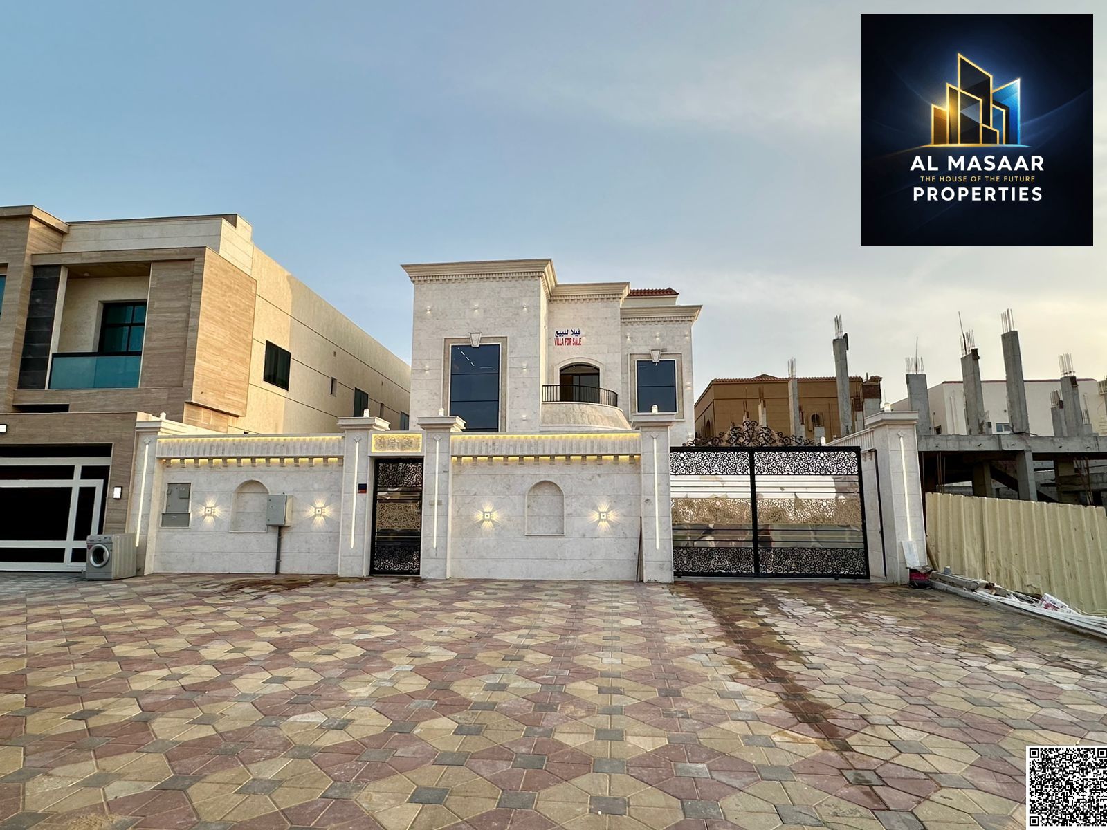Luxury villa for sale – Al Muwaihat 1, Ajman | 5 master bedrooms + majlis + living room + yard | Electricity, water and air conditioning included | Re