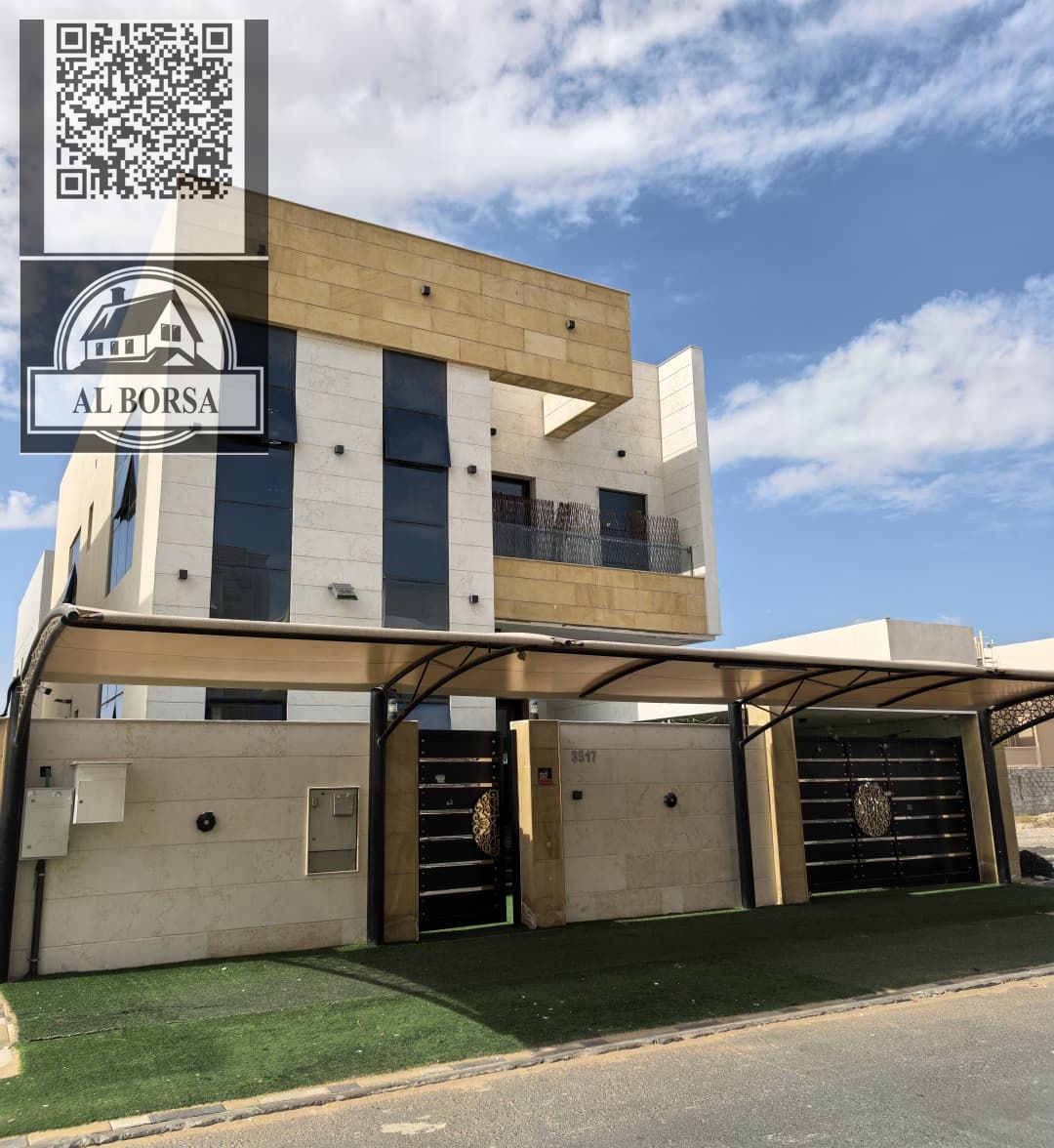 Villa for rent in Al Yasmin – 5 master bedrooms + majlis + living room + maid's room + storage room + outdoor kitchen | AED 120,000