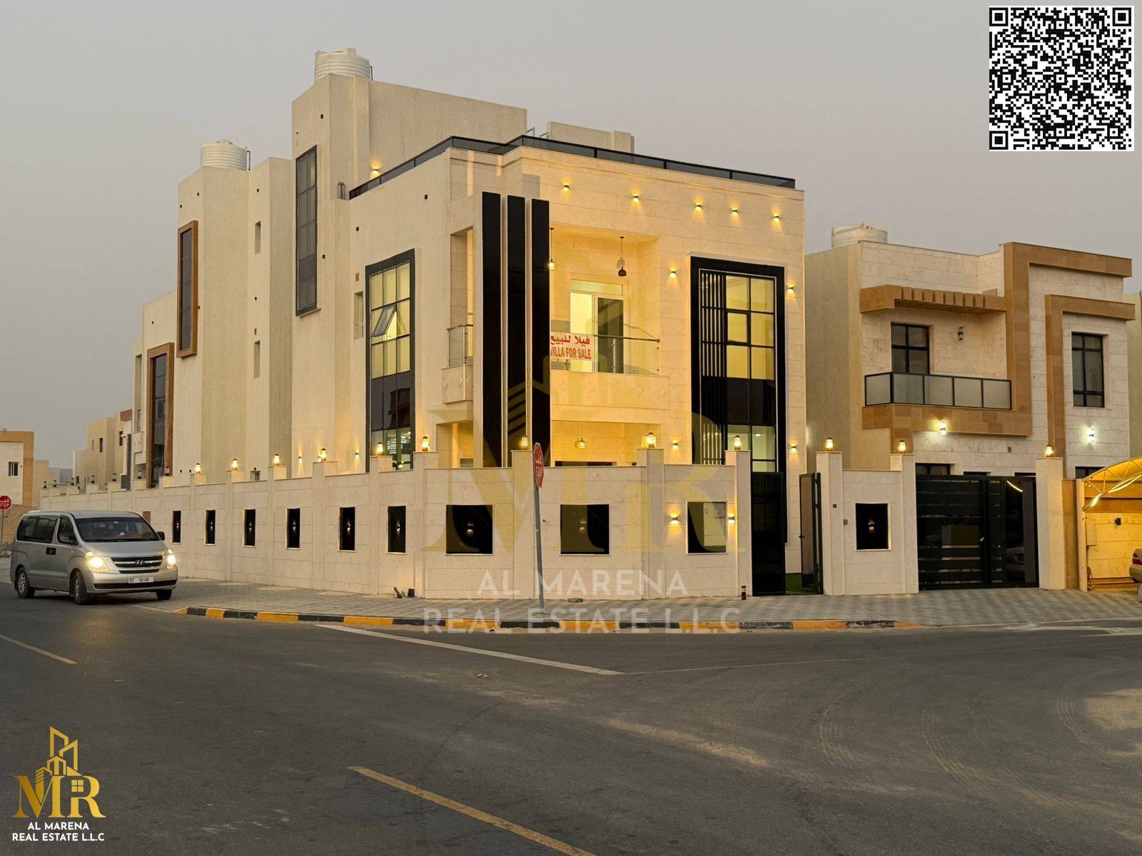 Luxury Corner Villa for Sale in Al Zahia - Ajman. A rare opportunity to own a distinctive corner villa with elegant architectural design and luxurious