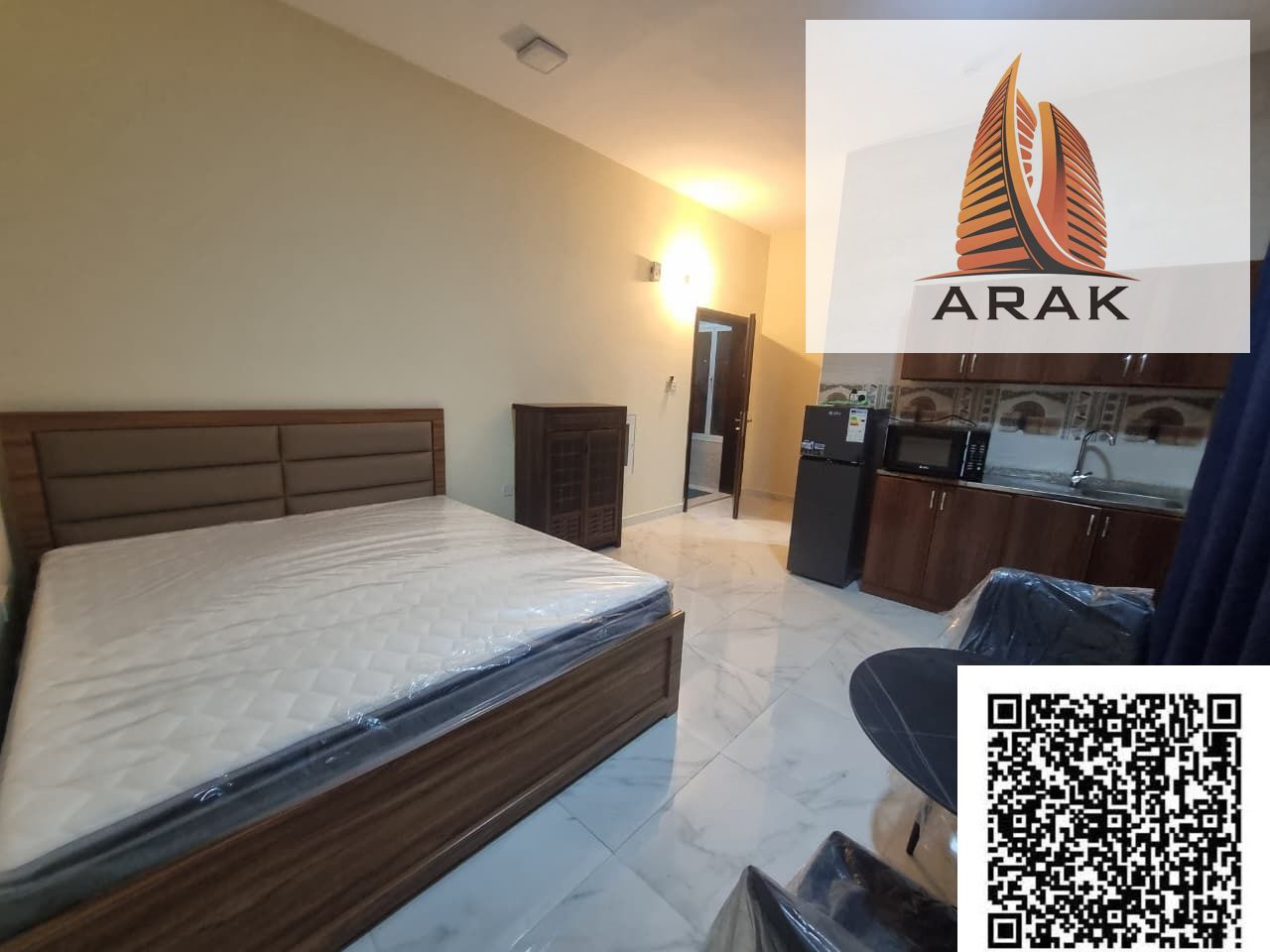 A premium, brand new furnished studio – first tenant is available for monthly rent in Ajman – Al Rashidiya Three