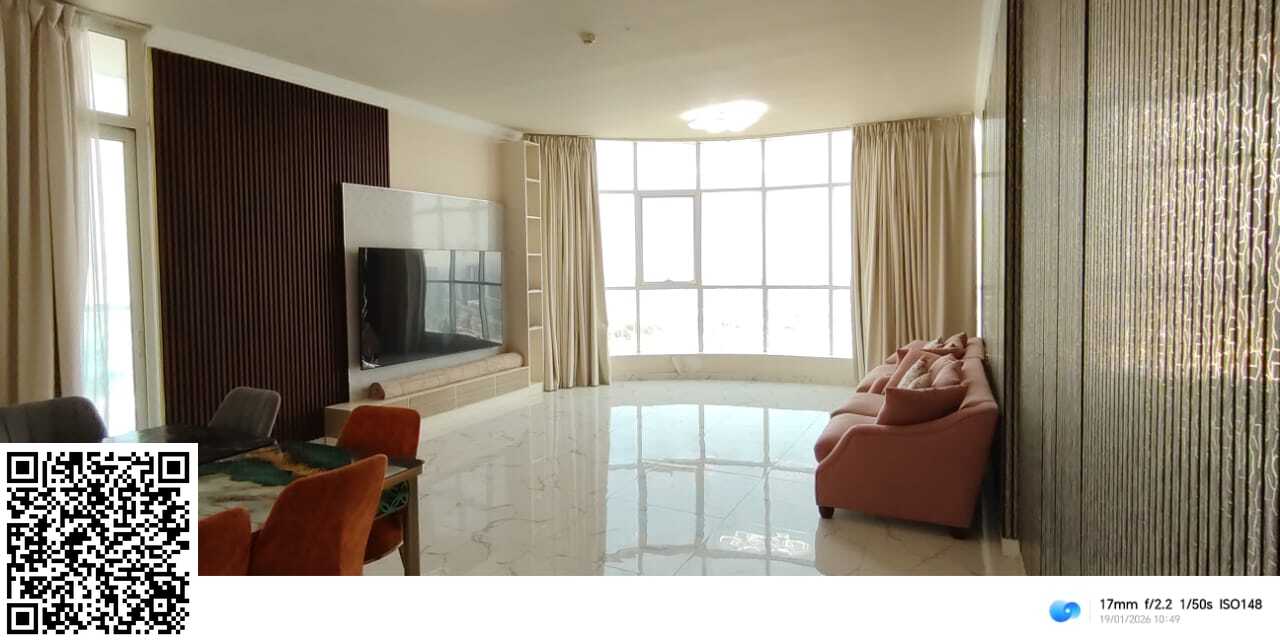 Two bedrooms and a living room in Al Waha Towers, Al Mina Street, including all bills (electricity, water, sewage, and internet), with gym and swimmin