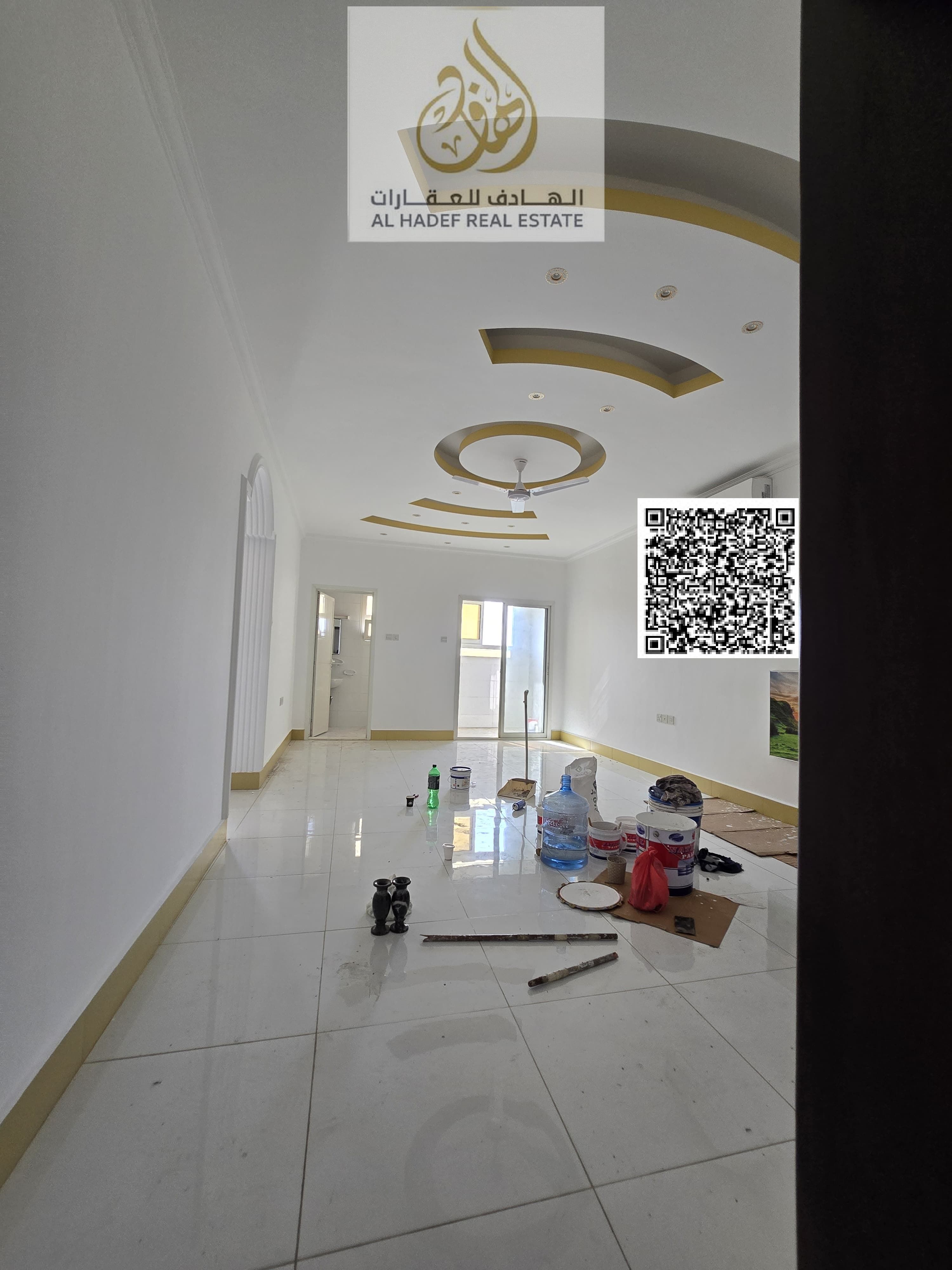 Two-bedroom apartment with a living room for annual rent in Al Jurf 2, behind Al Safir Mall, near Delta Center. Two master bedrooms, three bathrooms.