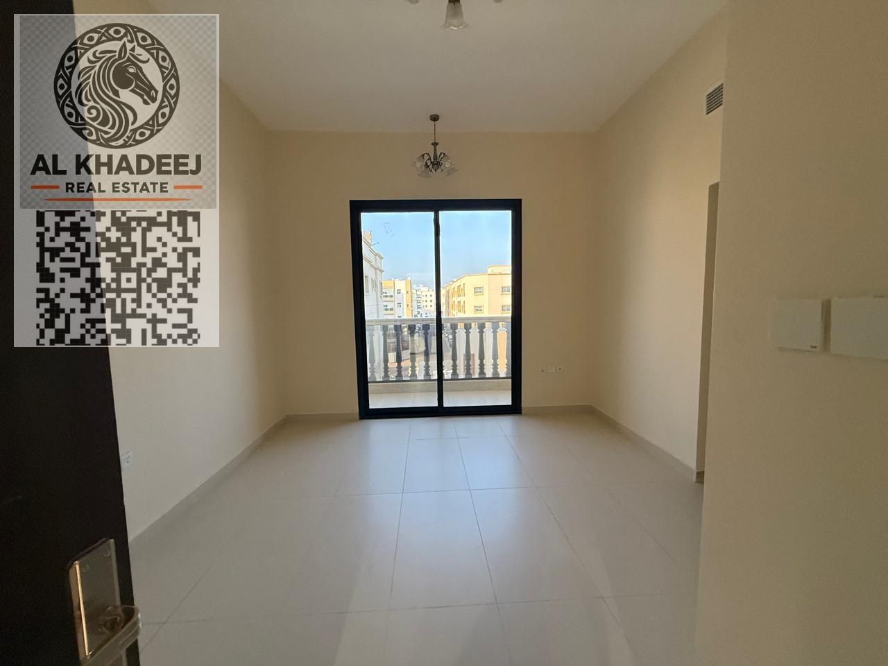 First occupancy, one bedroom and living room, large area with balcony and open view, in the Al-Aliya area, close to all services and main roads.