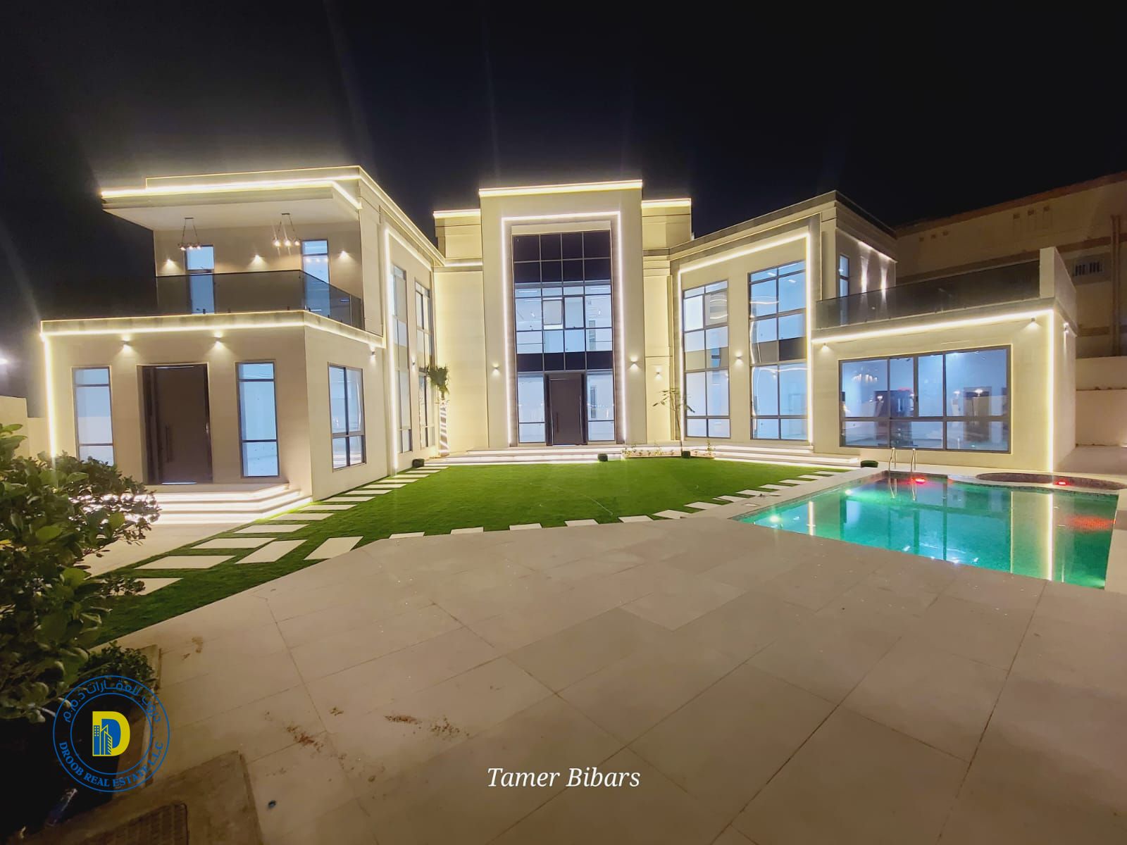In Al Yasmin, a luxurious 10,300 sq ft villa for those with discerning tastes, featuring 6 bedrooms, a swimming pool, and a gym. Electricity, water,AC