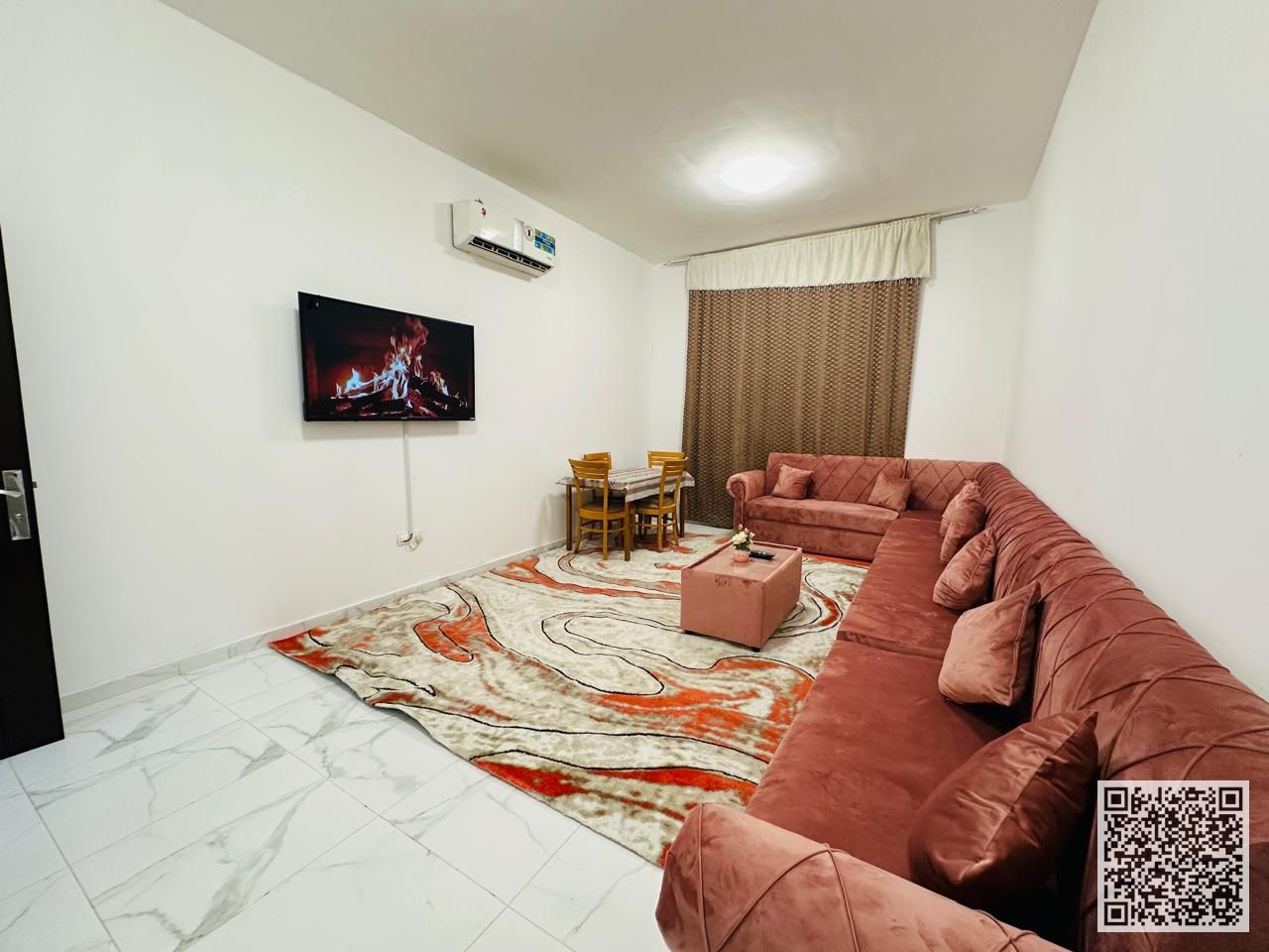 Luxurious and elegant two-bedroom apartment with a living room, fully furnished with brand new, high-end furniture, in a prime location. All bills and