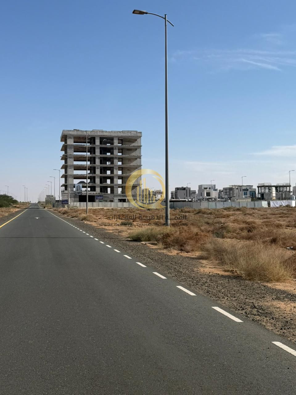 On Street 97, directly opposite Al Emarat Al Aber, a very distinctive piece of land. Its permit is for a ground floor, a commercial space, and 5 repea