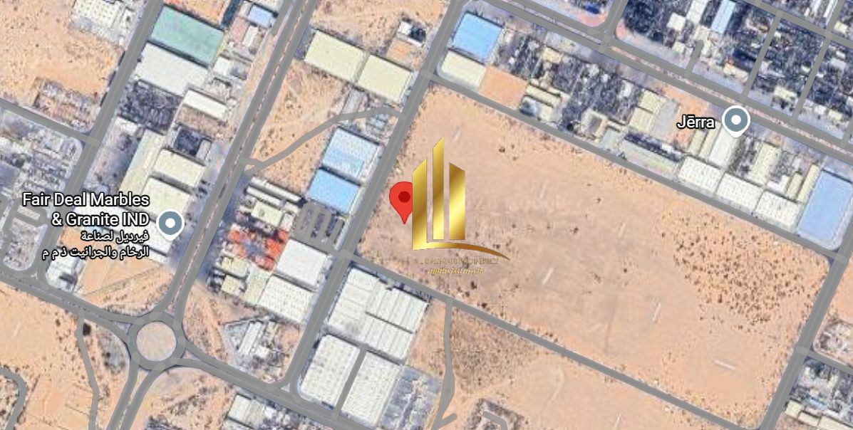 Corner plot of land for sale in Emirates Industrial City, Al Sajaa. Land area: 114,040 sq ft