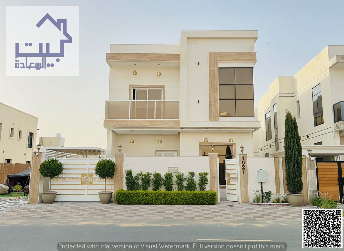 For sale – Modern villa, in the prestigious Al Zahia neighborhood, includes water and electricity, excellent location, freehold ownership for life