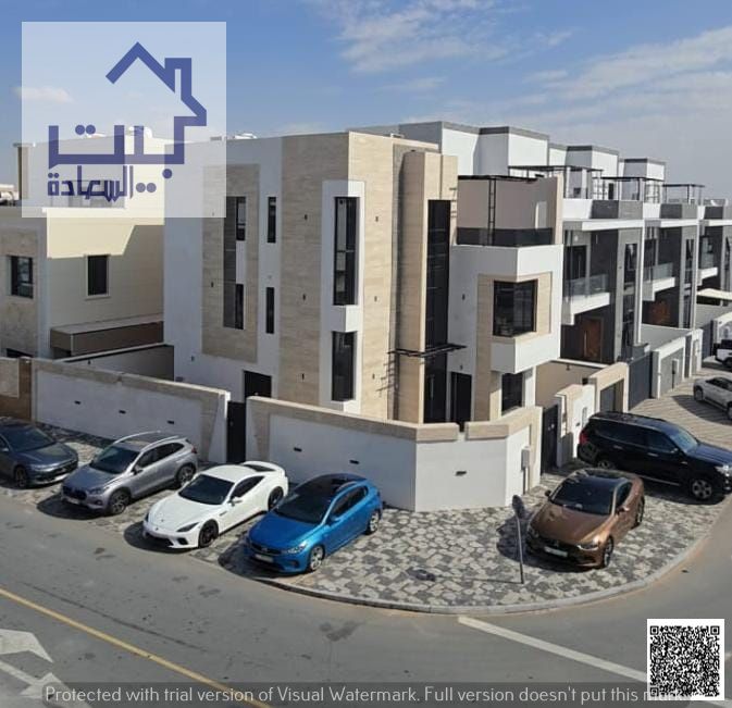 Corner villa for rent in Al Helio 2, Ajman. First tenant. 5 master bedrooms, large private pool, lift, on main road, easy exit to Dubai & Sharjah UAE.