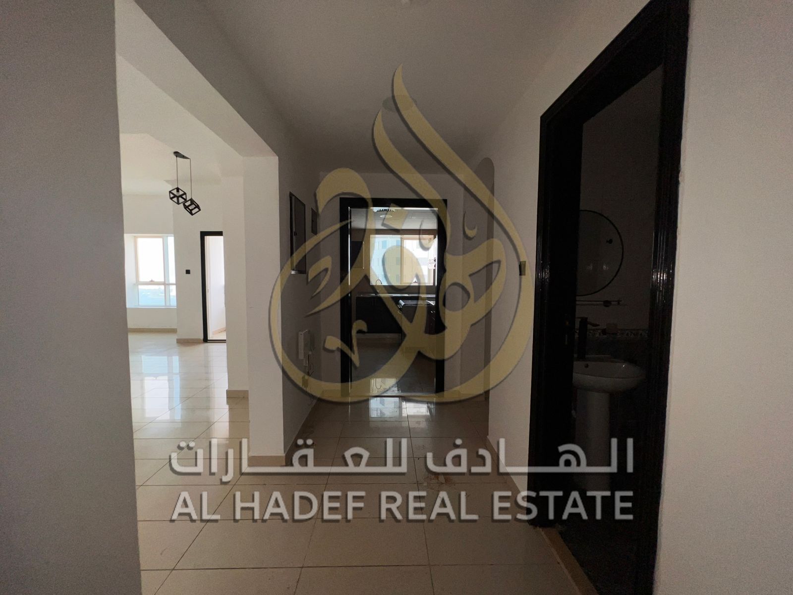 Two-bedroom apartment with spacious living room in Al Majaz 3. Master rooms, large balcony, direct sea view. Price 60,000. Free parking, gym, pool, pl
