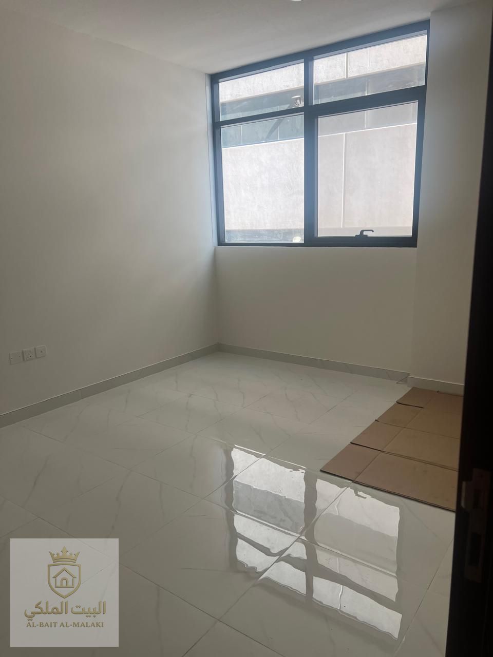 One bedroom, living room, and balcony in Al Taawun, directly on the Dubai exit. Brand new building, first occupancy, with free parking.