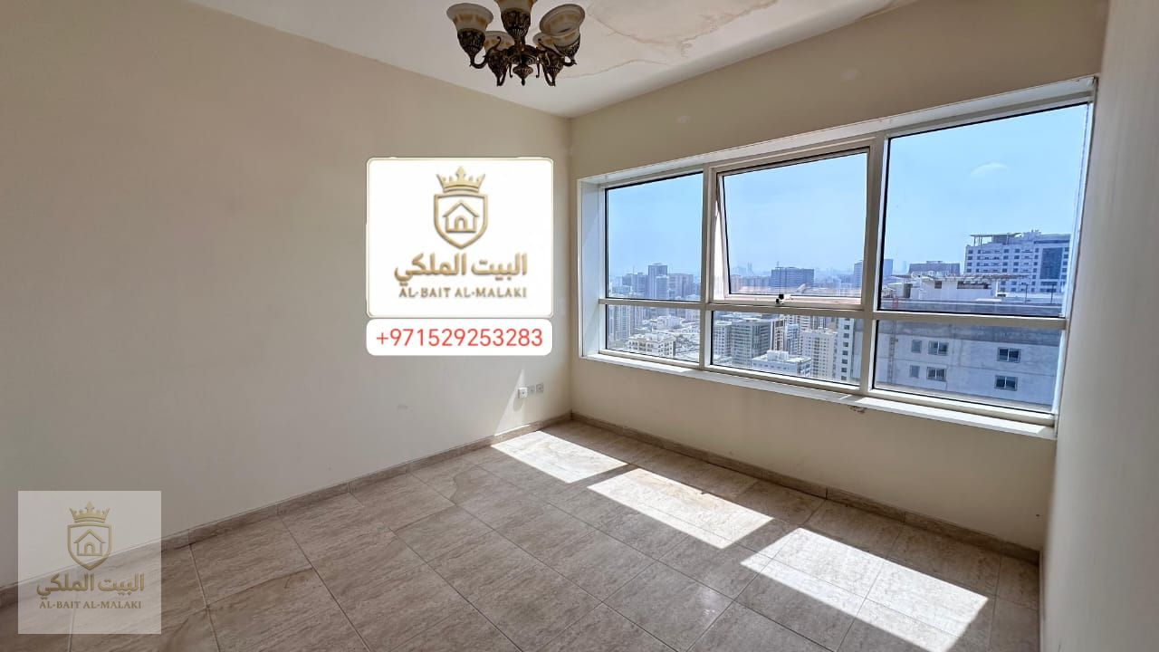 Two bedrooms and a living room in Al Taawun Payment options: four or five installments, subject to owner approval Free parking Beautiful open view Free central air conditioning (included by the owner) Free gym access Free swimming pool access No administr