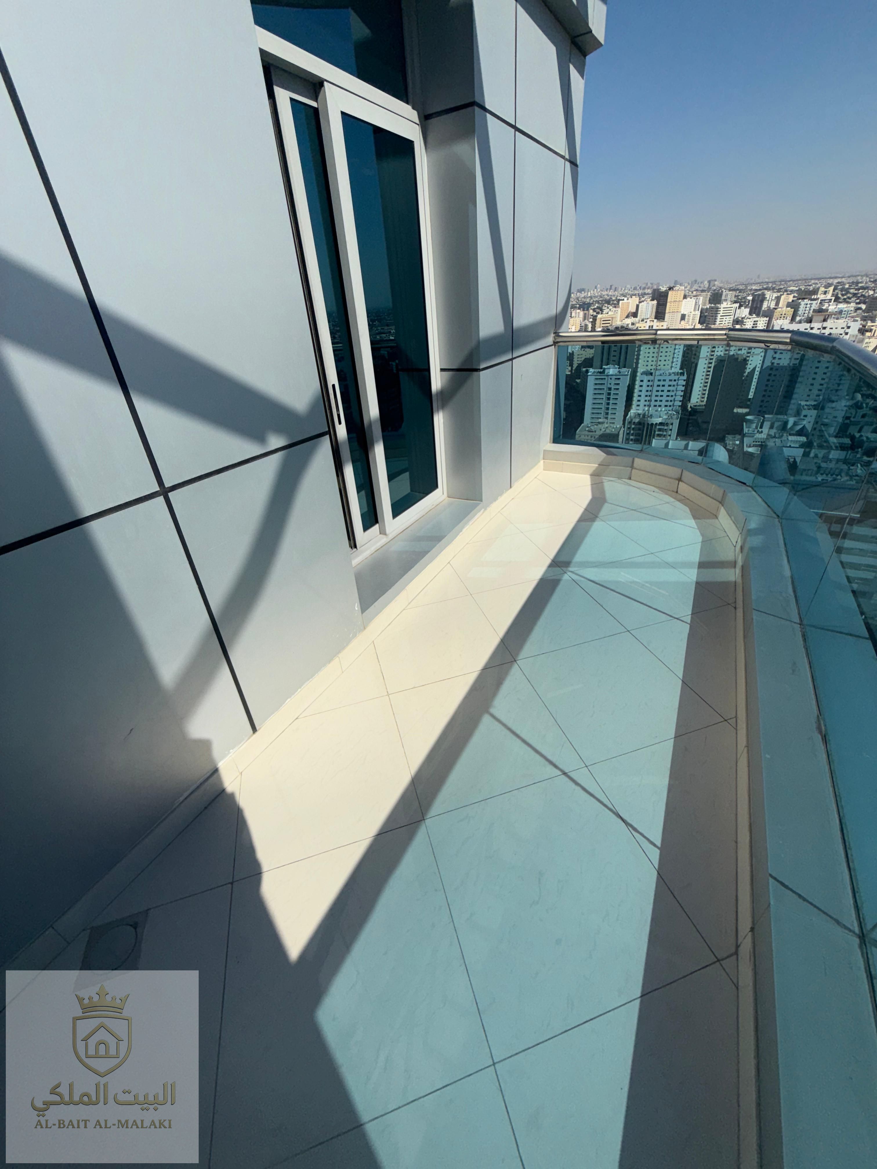 Two bedrooms and a living room in Al Majaz 1 Beautiful open view Open sea view With a balcony Free gym access Free air conditioning (included by the owner)