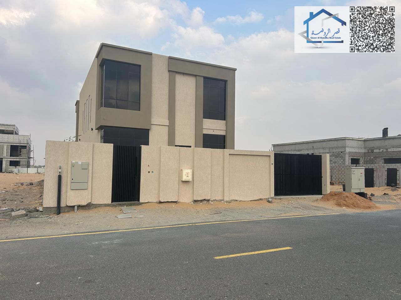 For Sale in Sharjah, Basateen Al Zubair Area: A villa consisting of a ground and first floor, with central air conditioning, electricity, and water. T