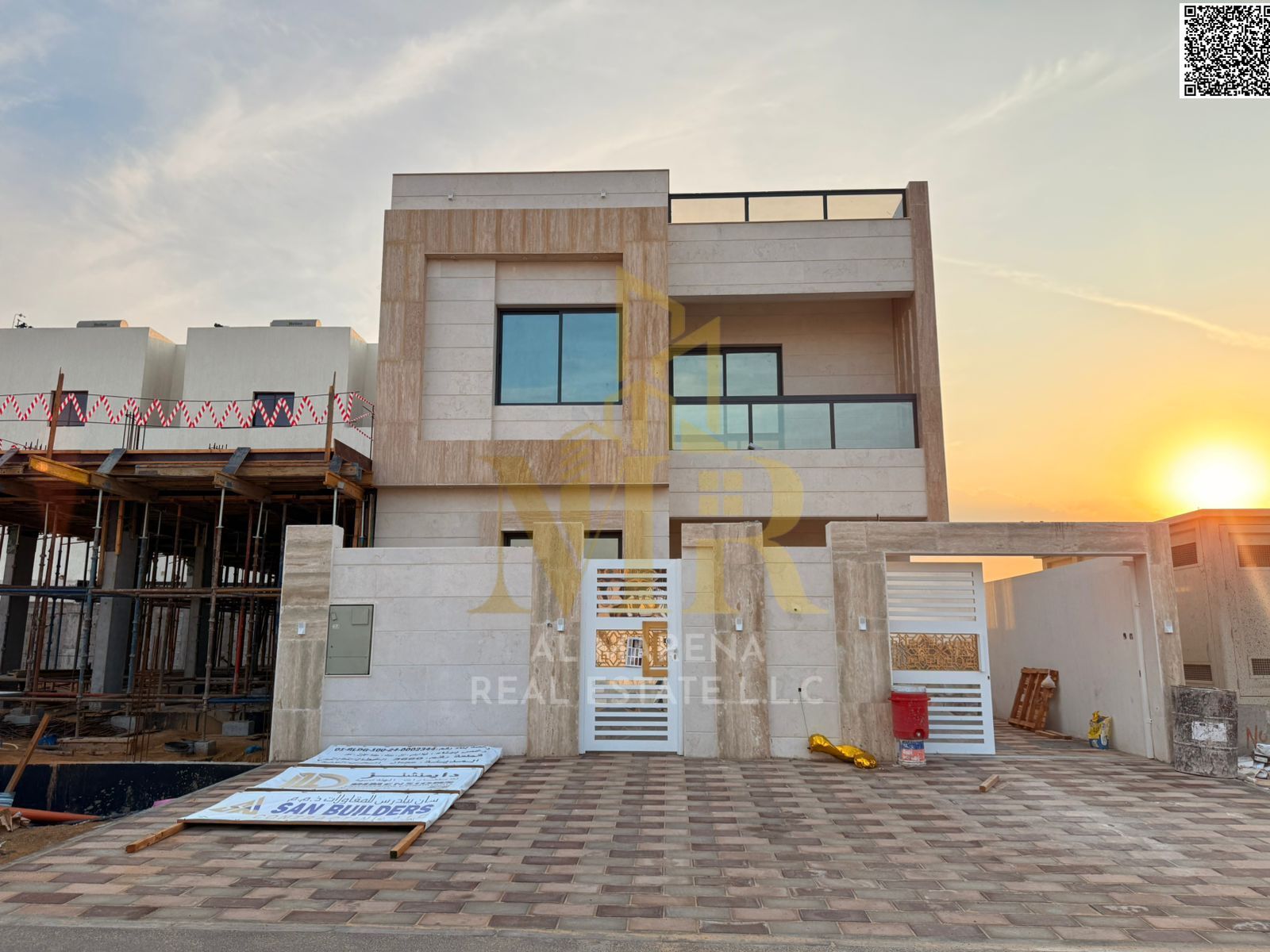 Villa for sale in Al Bahia, including water, electricity, and air conditioning. Freehold ownership for all nationalities.