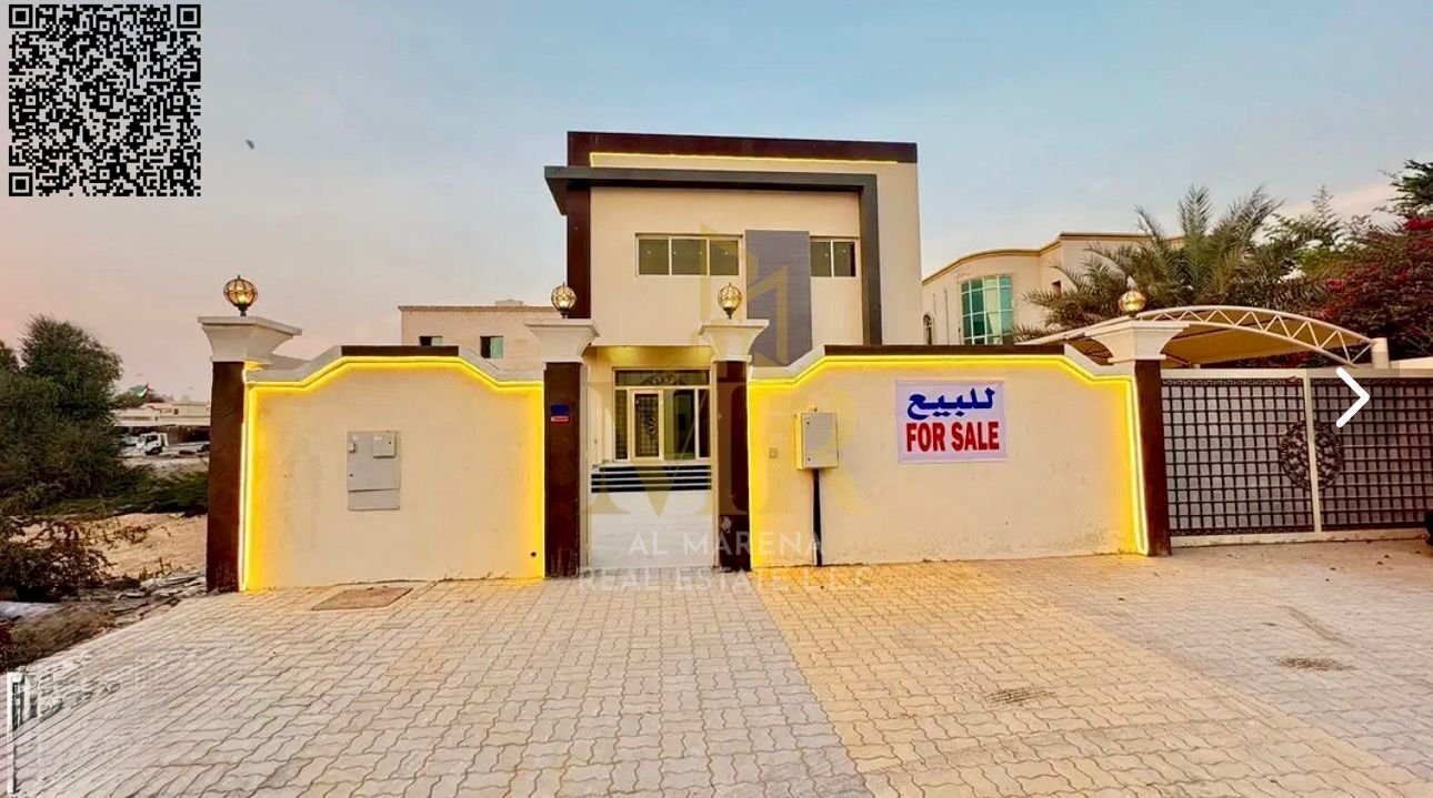 A villa with electricity, water, and air conditioning included, located on the main street, ready to move into, in the most prestigious area of Ajma