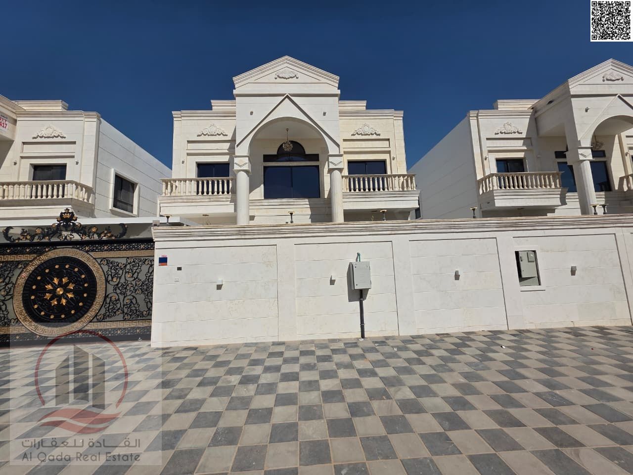 Villas for sale in Al Amrah area, Ajman. Elegant design, prime location, includes electricity and air conditioning.