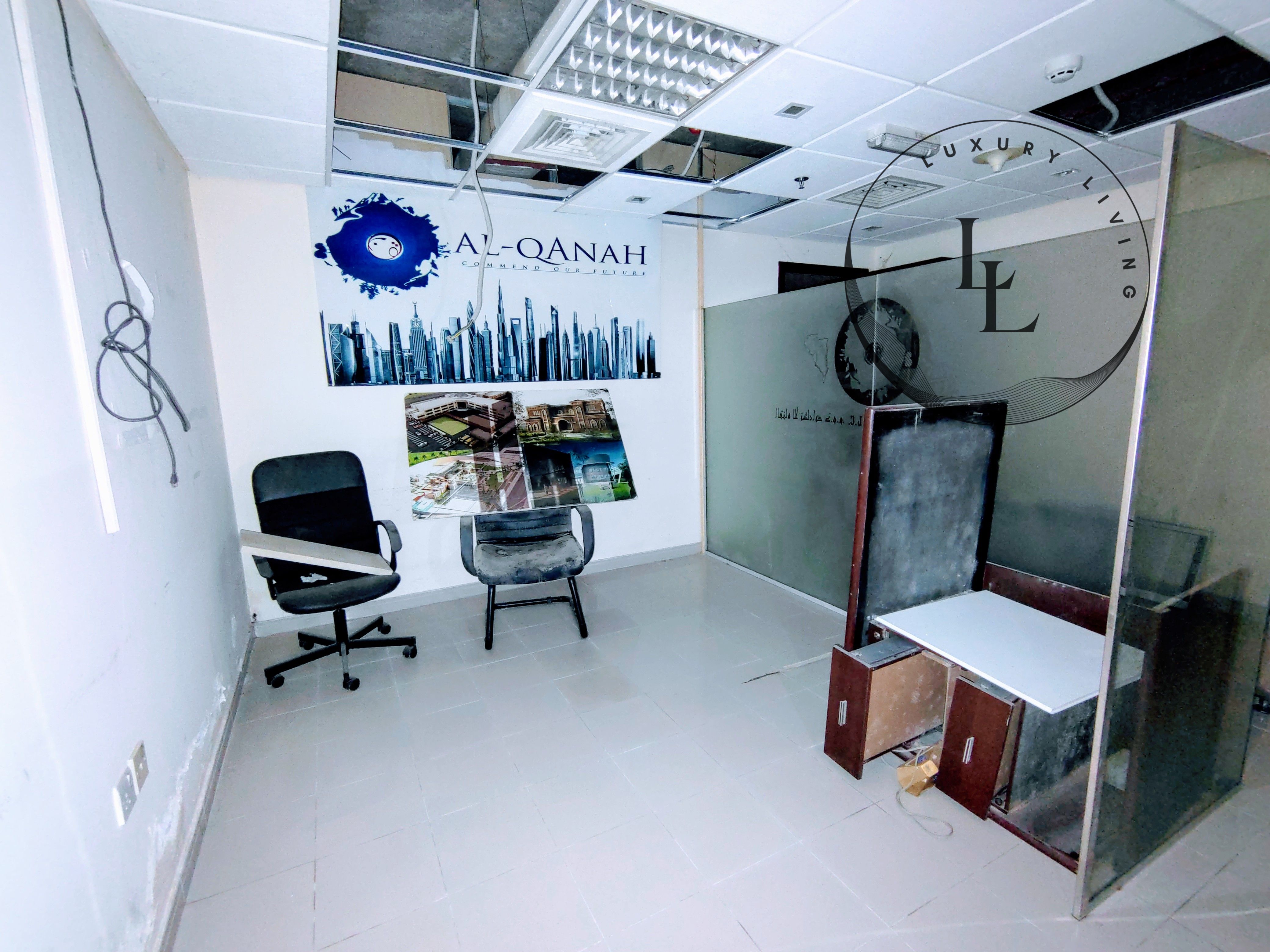 A lavish chiller free office is available in 40k,separate washroom kitchen, Al Majaz 3 area