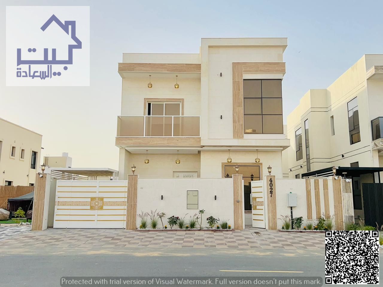 “Modern-designed villa for sale with large front setback for parking, spacious yard, 5 bedrooms, 7 bathrooms, maid’s room. Water and electricity inclu