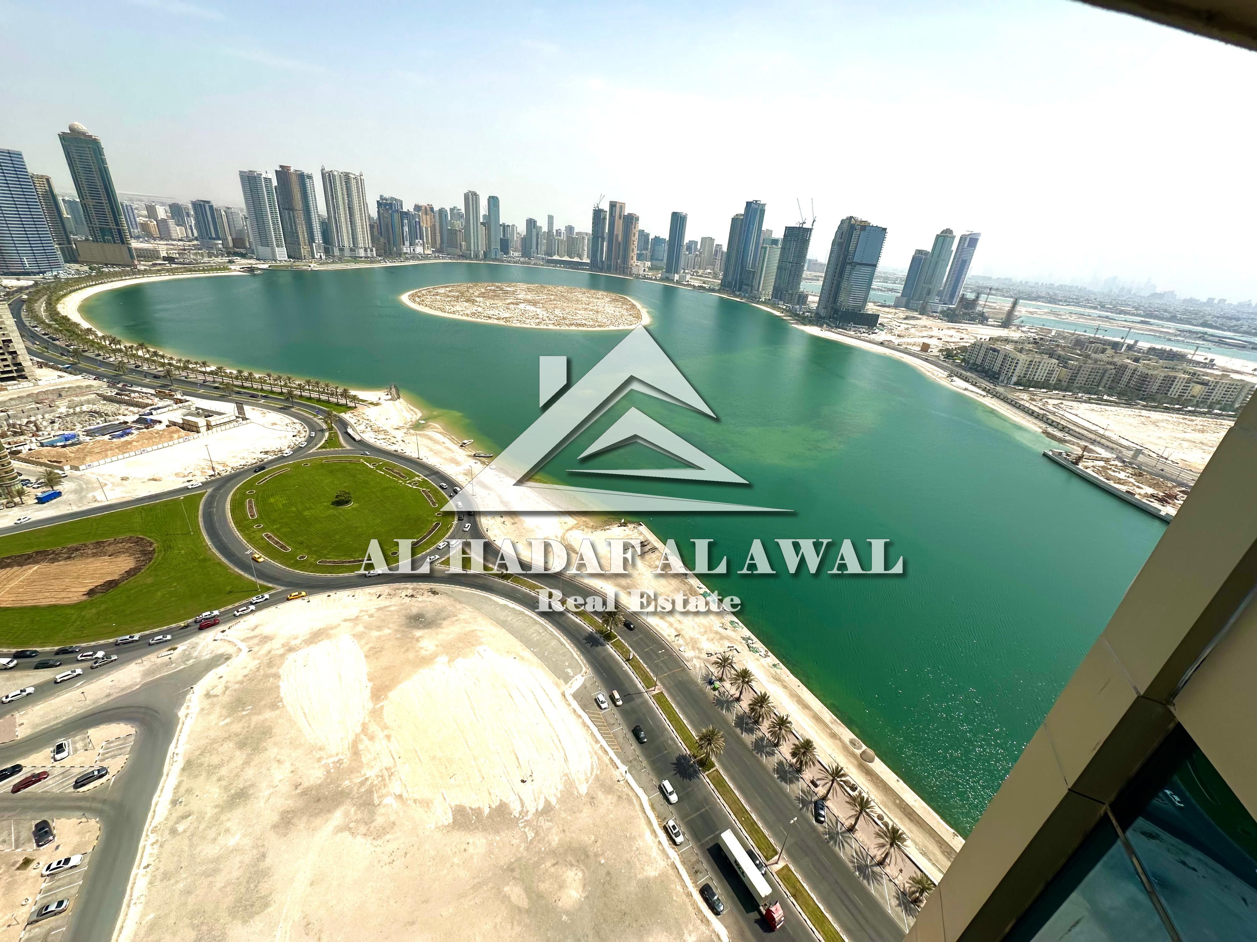 Two bedroom apartment with living room ready and available for rent with open view and hotel style furniture 7500 AED including internet security depo
