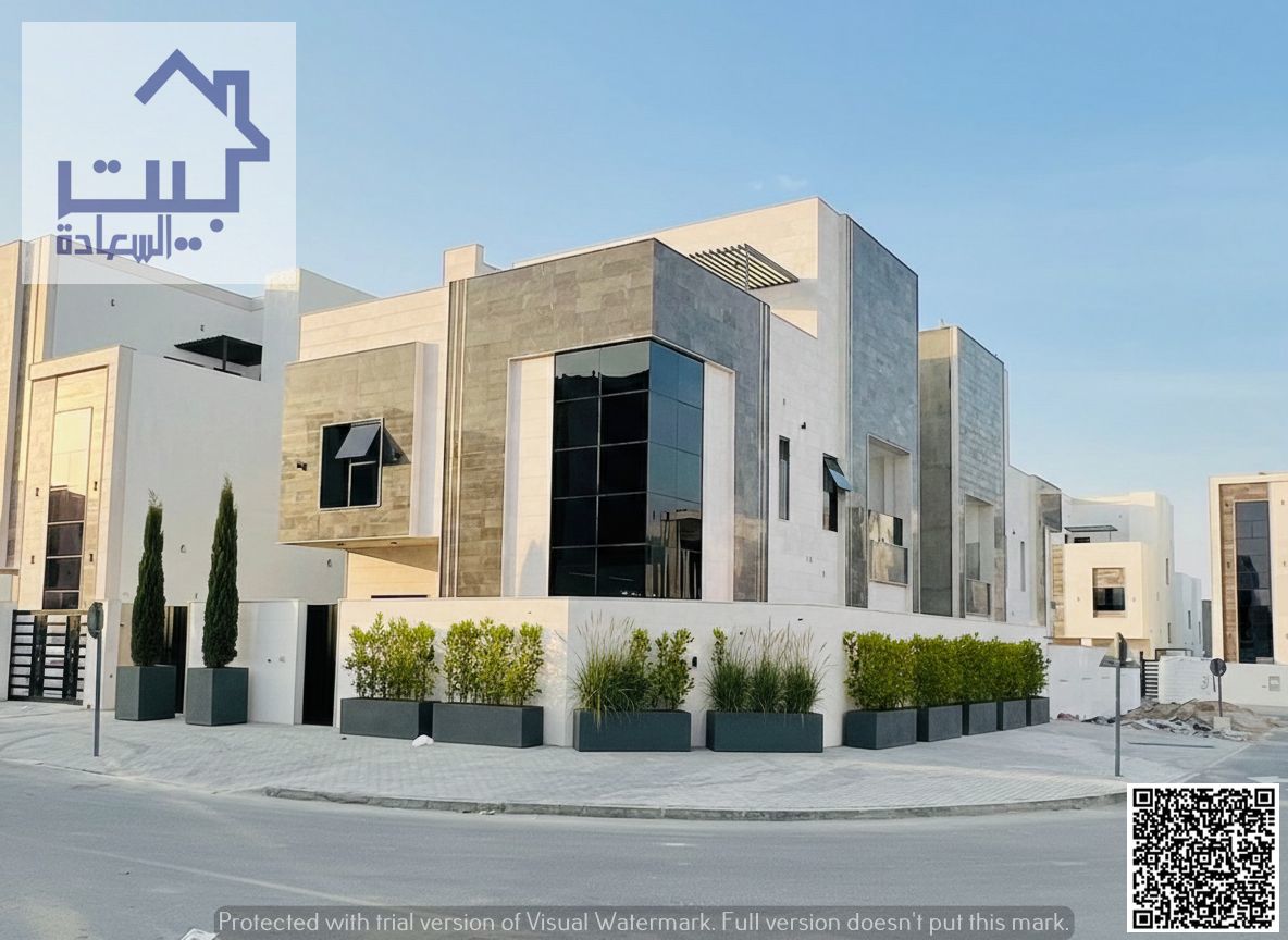 For Sale – Corner Villa in Al Helio 2, Ajman, registration fees included, (two floors and a roof), excellent location, next to the mosque, freehold