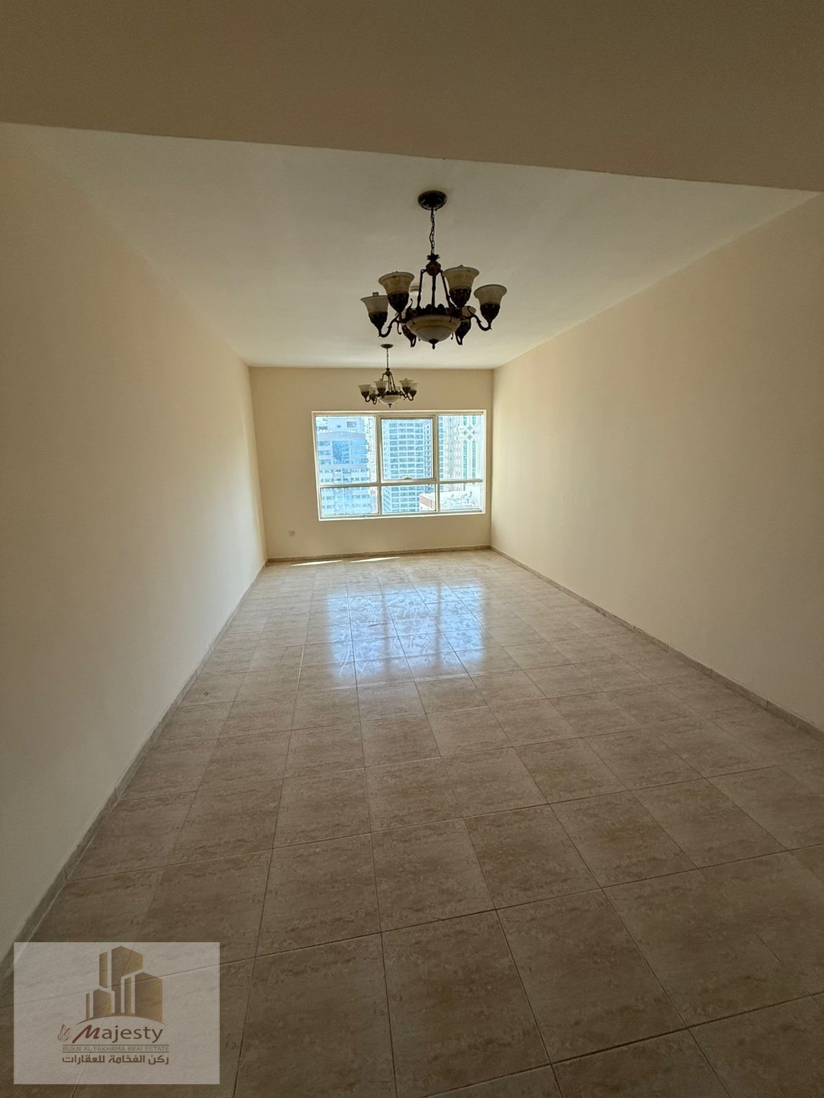 An apartment is available for rent in Sharjah, in the Al Taawun area. It consists of a master bedroom and a living room. The apartment size is 900 squ