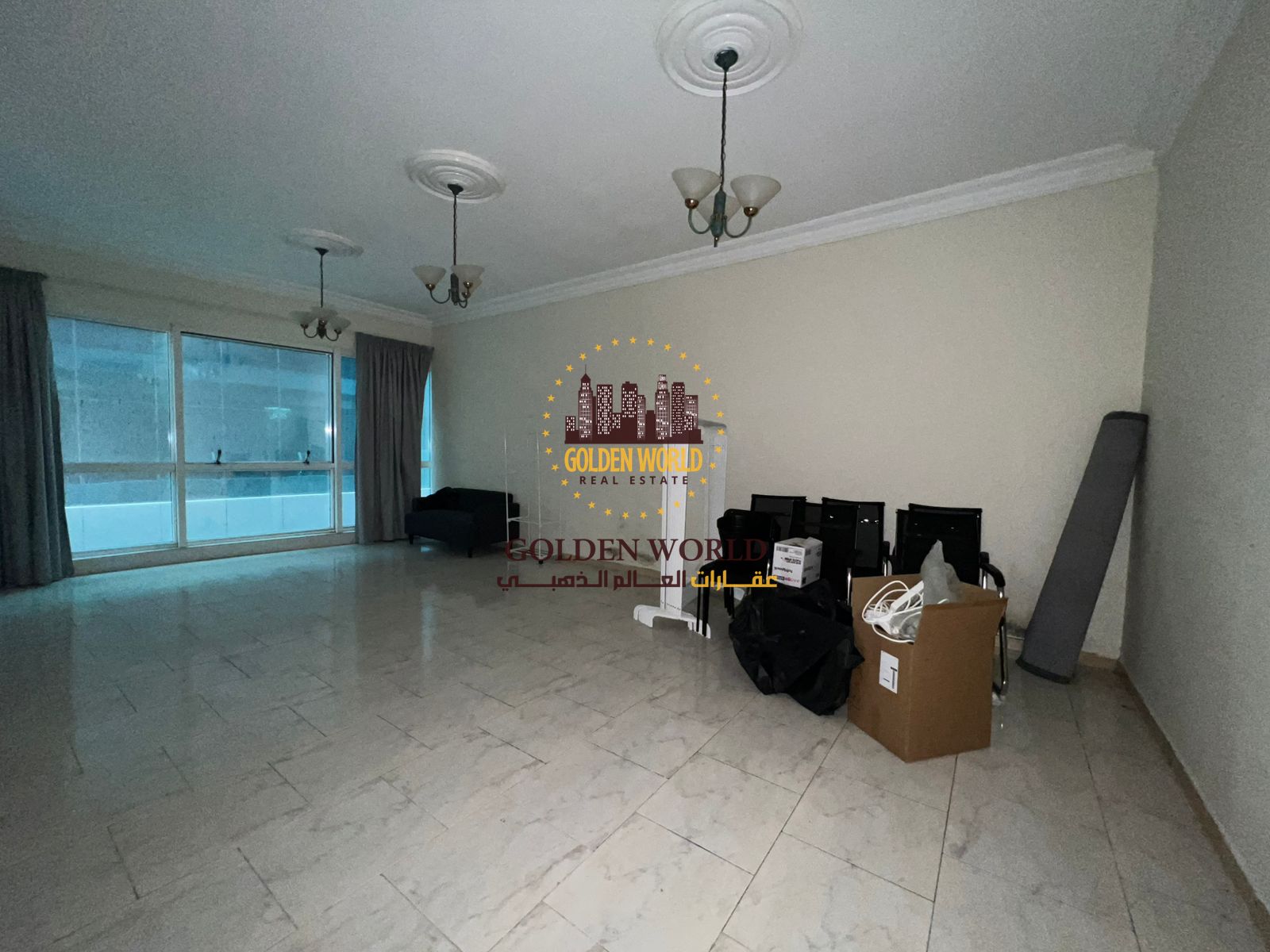 Apartment for rent in Al Majaz 2 with 3 bedrooms living hall maid master room 4 bathrooms free AC large balcony spacious layout annual rent 60k