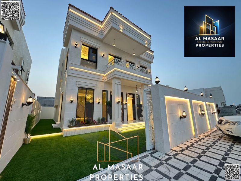 Direct from the owner, including all ownership fees: a villa in one of Ajman's most luxurious villas, built and finished to a super deluxe standard, w