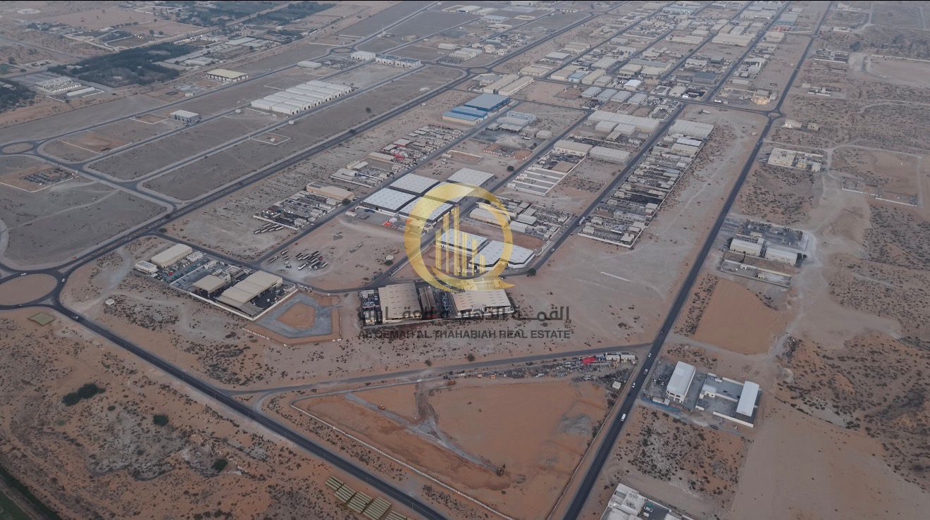 For sale: industrial land in Al-Hano Al-Jalil, Al-Sajaa Industrial Area. Freehold ownership for all nationalities. Located on a main 36-meter street w