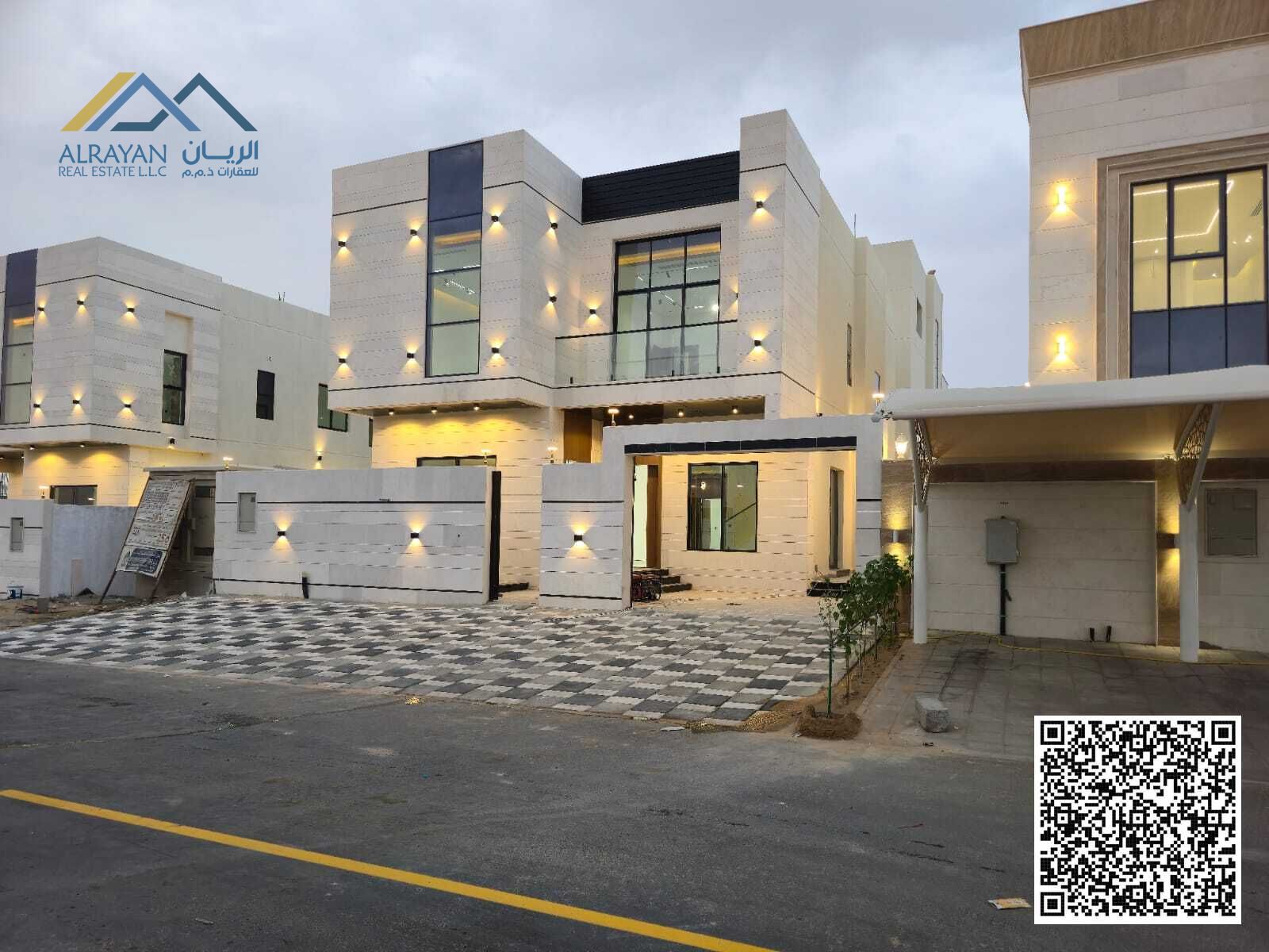 Luxury villa for sale in Ajman, Al Helio 2 area, Al Basateen project. Super deluxe modern finishing. The villa is in an excellent location, 11 mi