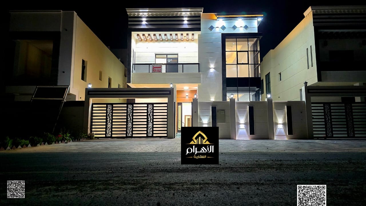 Villa for sale in Al Bahia, Ajman, including water, electricity, and air conditioning | 5 bedrooms + majlis + living room + maid's room