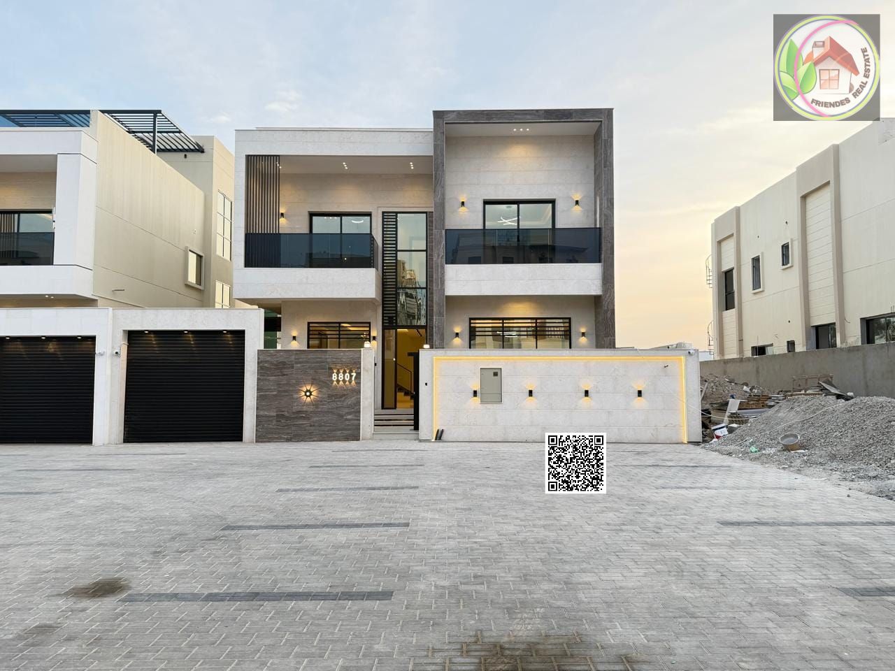 Villa for sale in Al Zahia – 30m front setback | 5 master bedrooms + maid's room | Two floors and a roof | Hotel-style finishes | Prime location