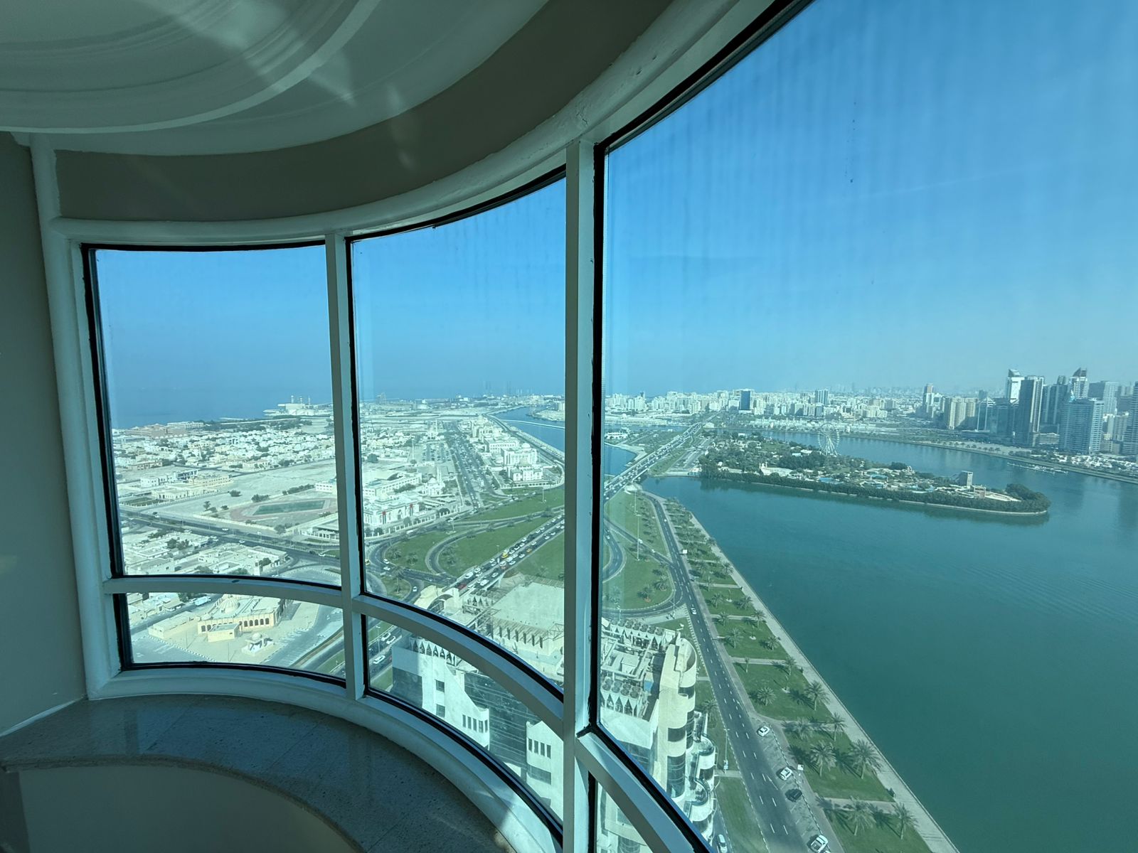The most beautiful sea view for a 3-bedroom apartment with a large living room, built-in wardrobes, and master bedrooms in Al Majaz 3.