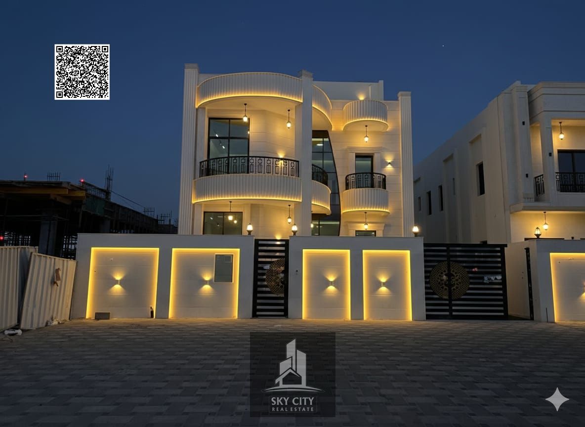 Luxury villa with a sophisticated and unique design for sale in Ajman, Al Helio 2 area, including registration fees.