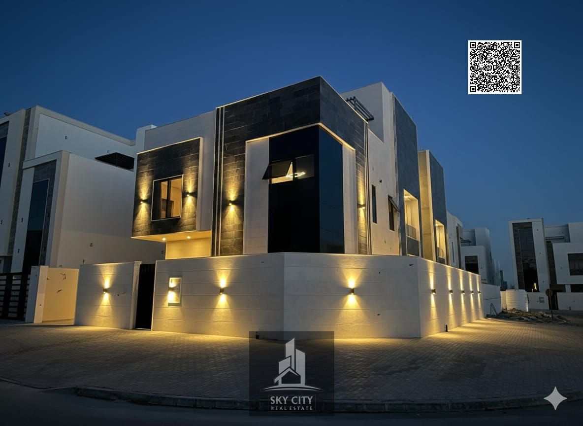 Corner villa on two streets in Al Helio 2 area, Ajman, close to the mosque and Sheikh Mohammed Bin Zayed Road. Registration fees included.
